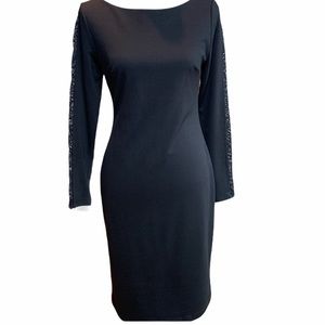 Black Lace Back Long Sleeve Dress